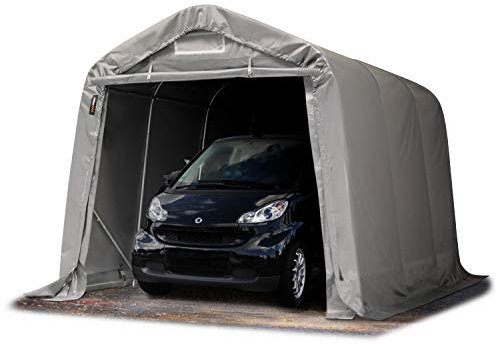 Carpa Garage 2,4x3,6 m PVC 800 N Garaje portátil Cobertizo Compacto de Almacenamiento Refugio 100% Impermeable Gris