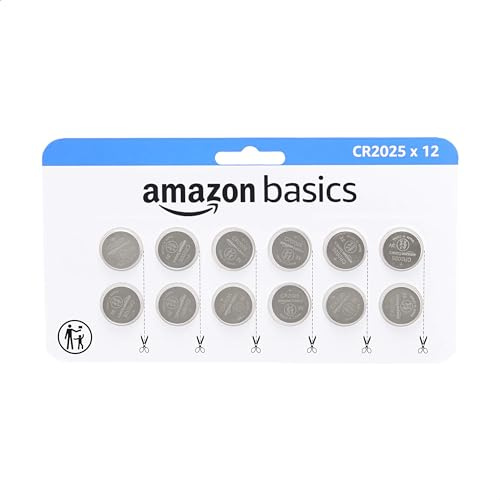 Amazon Basics CR2025 Lithium Coin Battery, 12-Pack