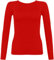 New Ladies Long Sleeve Round Neck Plain Basic Women's Stretch T-Shirt (Red, 10)