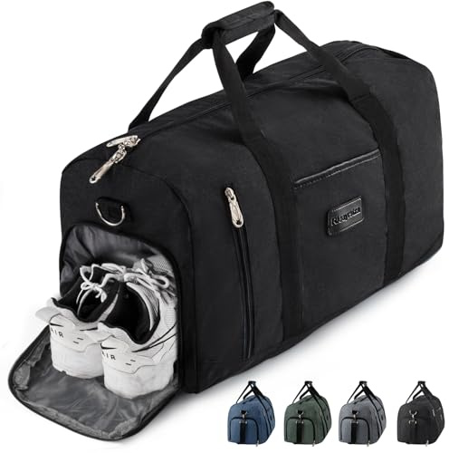 Rieeyrslza Sac de Sport 39L avec Compartiment Chaussures – Waterproof, Multiusage, à Bandoulière ou Fourre-toutt (Noir o1)