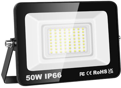 Willpower Faretto LED da Esterno 50W 5000LM IP66 Proiettore 6000K Bianco Lampada Luce di Sicurezza 85V-265V Illuminazione per Giardino Garage Cortile Patio Corridoio