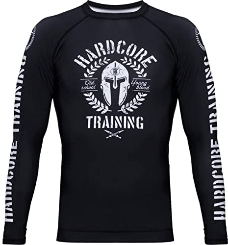 Hardcore Training Helmet Chemise de Compression Homme MMA BJJ Fitness Arts Martiaux No Gi Grappling Boxe Workout (S)