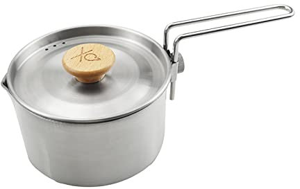 Stielkasserolle Kochtopf klein 1L, rostfreier Edelstahl Instant-Nudeltopf Milchtopf Mit Deckel und Dampfloch, Wasserkocher mit abnehmbarem Griff für alle Herdarten geeignet