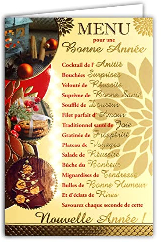 Lot 10 Cartes identiques Bonne Année Meilleurs Vœux livré avec 10 Enveloppes adaptées au Format 12x17,5cm Souhaits d'Hiver Fêtes de Fin d'Année Noël Nouvel An Décembre Janvier LOT10-61-4077-B BA