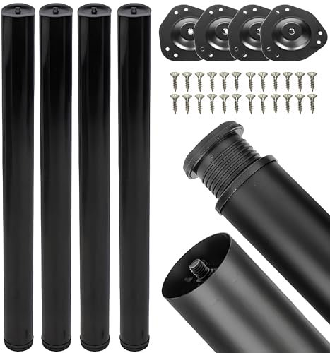 STOLMET Pieds De Meuble 4 Pièces en Acier Réglables en Hauteur 710 mm Pieds De Table Et Bureau Noir