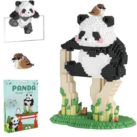 Dawdix 2 In 1 Mini Panda Bausteine Panda Klemmbausteine Set Panda Bricks Tier Building Block Set Klemmbausteine Tiere 1558 Stück Panda Baustein Bauspielzeugsteine für Kinder Ab 9 Jahren, Erwachsene
