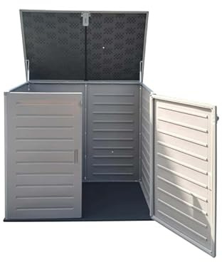 Avilia Cassetta Porta Attrezzi | Box Porta Attrezzi da Giardino | Box da Esterni | Cassetta da Giardino | Armadio da Esterni per Attrezzi da Giardinaggio in Plastica 140x82x121cm, Grigio