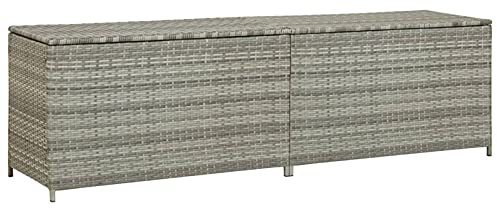 Homgoday Baule da Giardino Baule da Esterno Cassapanca Contenitore da Esterno Panca Contenitore da Esterno Panca da Esterno con Contenitore Cassapanca Esterno in Polyrattan 200x50x60 cm Grigio
