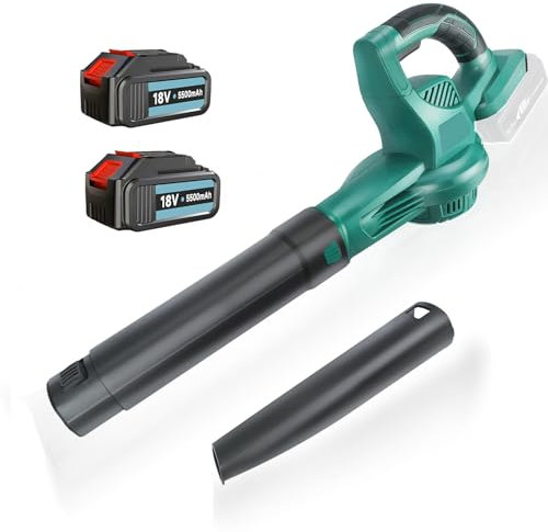 Soffiatore a Batteria per Makita,Soffiatore Elettrico da 350 W,15000 giri al Minuto con 2 ugelli con Batteria da 5,5 Ah