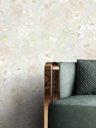 NEWROOM Tapete Grau Vlies Blumen Rosen - Romantisch Floral 3D Optik für Schlafzimmer Wohnzimmer