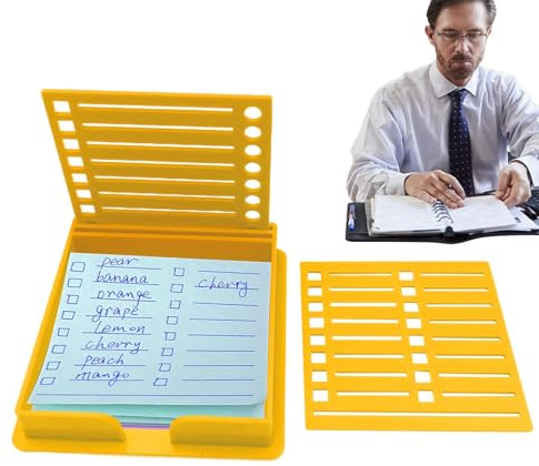 Soporte para Notas Adhesivas con 2 Plantillas, Organizador de Notas para Escritorio, Dispensador de Notas Portátil, para Organizar Notas y Dibujar Subrayados, Casillas de Verificación, Cajas Redondas