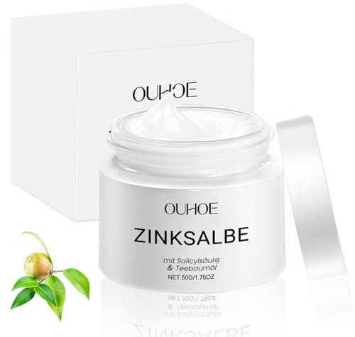 Zinksalbe gegen Pickel 50ml mit Teebaumöl & Salicy lsäure | Akne Creme für Gesicht, Körper, Po & Rücken | Anti-Mitesser & Pickelmale entfernen