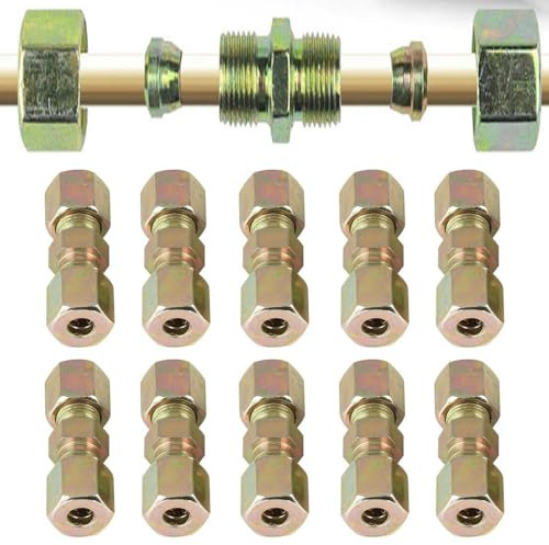 Kit de 10 Racores para Latiguillos de Freno de | Conectores de Línea de Frenos sin Rebordeado para Reparación y Mejora | Accesorios del Sistema de Frenado, Uniones y Piezas de Automoción