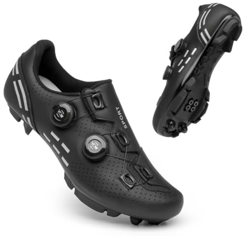 Road Cycling Shoes Mens SPD-SL/SPD/Delta/KEO Compatible with Peloton Bike Indoor Outdoor Road Bike Riding Shoes Women's Black MTB