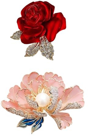 RELKLYU 2 Pezzi di Spilla di Fiori, Spille Elei, Accessori per Abbigliamento da Donna, Accessori retrò, Decorazioni di Abiti.