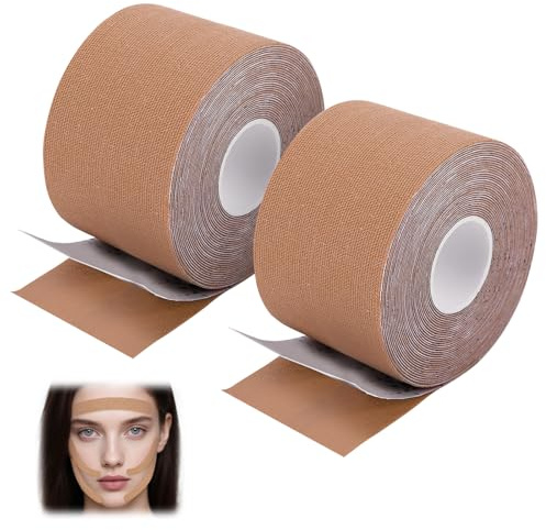 Face Lifting Tape, Zornesfalte Pflaster Face Tape Gesichtstape Gegen Falten Multifunktional 5cm/1.97in Falten Pflaster Gesicht Myofasziales Gesichtstraffungsband mit Präzisionsraster (Hautfarben)