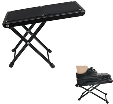 Tyatiyzn Gitarrenfußbank verstellbar, Gitarrenhocker faltbar, Musiker Fußbank, für Klassische, Akustische, Elektrische Gitarre (Schwarz)