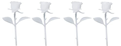 Ipetboom 4pcs Mini Rose Ornament 35mm Handmade 3d Crystal Resin Rose Craft Miniature Model Diy Flower Decoration for Home Office Wedding