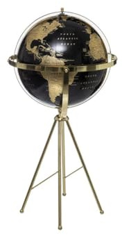 Paris Prix Fééric Lights and Christmas - Globe Terrestre Déco Grand Hôtel 60cm Noir & Or