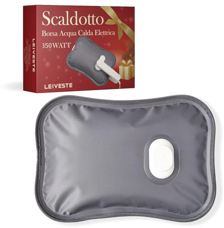 LEIVESTE-Borsa Acqua Calda Elettrica,Scaldino Elettrico Riscaldante per Mani e Corpo,Boule Acqua Calda Sicura con Caricatore per Dolori e Inverno (Grigio)