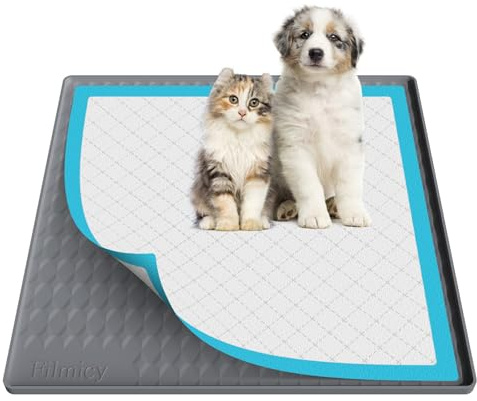 Support de toilettes pour chien en silicone, 60 x 60 cm, jetable, anti-fuite, avec bord haut, portable et antidérapant, pour protection des sols à la maison, gris foncé, 24 x 24 cm