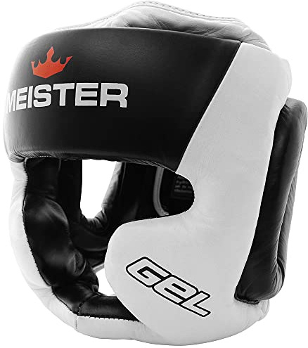 Meister Gel Full-Face Training Head Guard for MMA, Boxing & Muay Thai - White/Black - Small/Medium