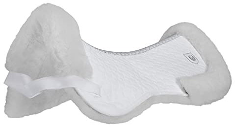 Werner Christ ® Sattelkissen/Sattelpad Rand Standard Sattelunterlage aus echtem Lammfell, komfortable, wärmend Lammfellunterlage mit Fell-Rand, weiß-weiß, Gr.: Warmblut