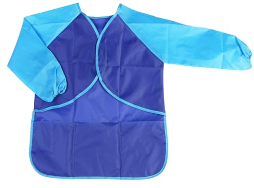 PRETYZOOM Tablier Peinture Enfant Imperméable Manches Longues 7-12 Ans Avec 3 Poches Protection Contre Peinture À L'Huile Fermeture Crochet Boucle Lavable En Machine