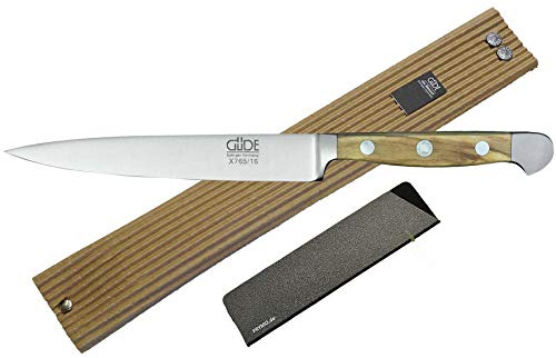 Güde Alpha Olive kökskniv, Santoku, brödkniv, skalare, Chai Dao skärkniv, anpassbar, trä, 1) Messer Ohne Gravur, Zubereitungsmesser, 16 cm