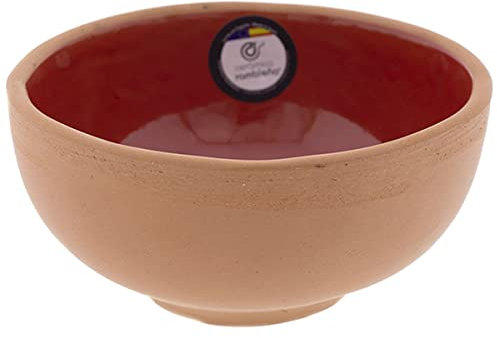 CERÁMICA RAMBLEÑA | Cuenco desayuno | Cuencos de aperitivo | Cuencos cocina | Bol cerámica decorado rústico Rojo - Modelo 19 | 14x14x7 cm
