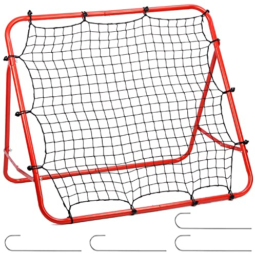 Swpeet Durlable Foldable Football Training Rebounder Net med förtjockad rör och rep sortiment kit, perfekt för bakgård fotboll övning