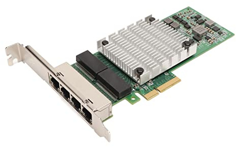 PCIEx4 Gigabit Nätverkskort med Intel I350AM2-kontroller, 4 RJ45-portar, Stort Kylfläns, Guldpläterade Stift