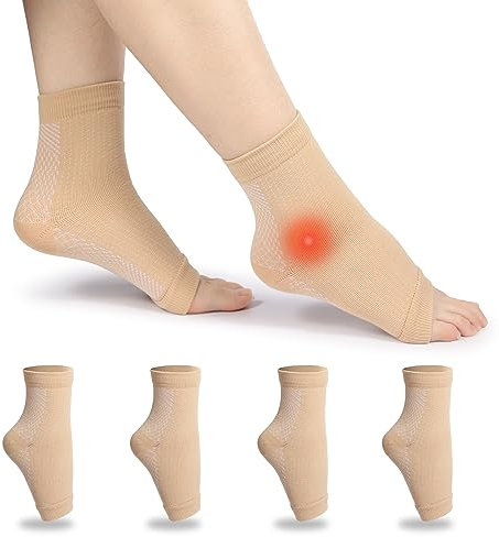 MILAIUN 4 Paar Sprunggelenkbandage, Orthopädische Kompressionsstrümpfe, Plantarfasziitis Socken, Neuropathie Knöchelbandage für Herren und Damen, Fußbandage für Arthritis, Verstauchte (Farbe, L)