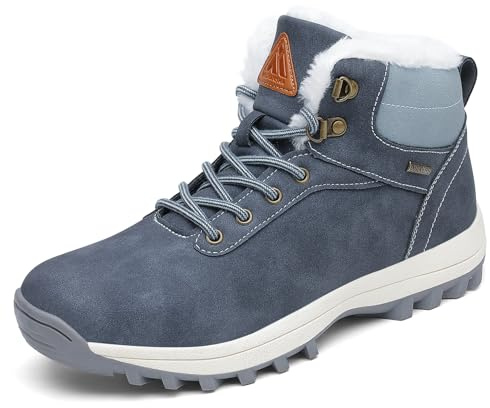 Mishansha Stivali da Neve Uomo Inverno Scarpe Pelliccia Donna Caldi Scarponcini Trekking Imbottiti Blue 43