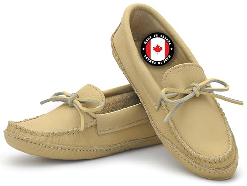 Laurentian Chief Moccasin Slippers for Women with Genuine Cowhide Leather - Canadian Quality Durable Comfortable Stylish Indoor Fancy Shoes for Ladies - 8