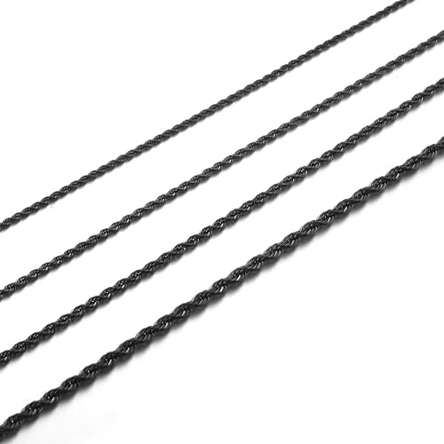 AFSTALR Herr rostfritt stål tvinnad snörkedja silverhalsband halsband 2/2,5/3/4 mm bred kedja för män 45/50/55/60/70 cm