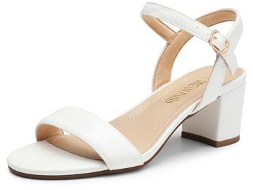 DREAM PAIRS Sandales Femme Confortables, Sandales Femme Été à Talon Bloc, Chaussures Femme Légères et Polyvalentes pour Un Usage Quotidien,Size 40.5,Blanc-PU,SDHS2412W