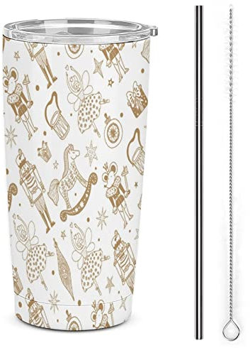 Bicchiere in acciaio inox da 590 ml, tazza termica con coperchio e cannuccia e spazzole per cannuccia, tazza da caffè da viaggio a doppia parete