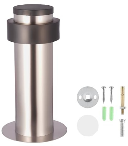 En Inox Butee De Porte, MéTal Bloc Porte, Arret De Porte, Avec Pare-Chocs En Caoutchouc Vis Et Colle 3m, 3 MéThodes D'Installation, Pour Tous Les Sols Durs (Argent/Silver, 4.6cm/1.77in)
