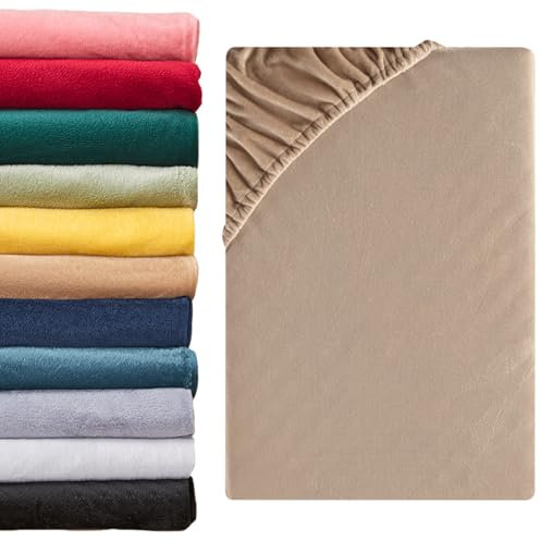 Beqnat Spannbettlaken 180x200cm - 200x200cm Winter Teddy Plüsch Bettlaken Flauschig Fleece Spannbetttuch Cashmere Touch Kuschelig Spannleintuch | Farbe: Beige