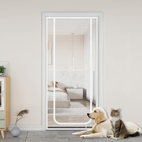 Fly Door Screen, Custom Size Insect Mesh for Keep Insects Out, Mosquito Door Screen Insect Protection for Living Room Children's Room, Removable Fly Net Mesh (W*H:90 * 210cm,Position 4)