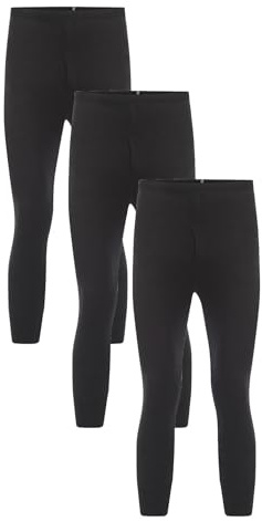 SOHOBABY™ Pack of Three Mens Grey Black White Thermal Long Johns Thermal Trousers Underwear (UK, Alpha, M, Regular, Regular, Black)