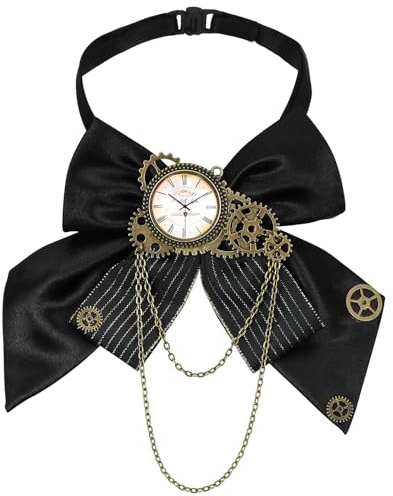 Augesak Pajarita Steampunk Vintage, Engranajes Pajarita Negra Steampunk Retro, Steampunk Accesorios Hombre Mujer para Carnaval Fiesta Cosplay