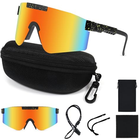 Sport-Sonnenbrille, polarisiert, Fahrradbrille, Herren, Damen, UV400-Schutz, verstellbare Geschwindigkeitsbrille, für Radfahren, Laufen, Skifahren, Golf, Motorrad, Orange