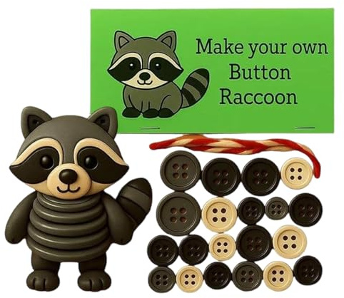 DIYs Button Craft Kit | Cute Animals Christmas Button Ornaments Making Set | Buttons Christmas Tree Decorations | Funny Animal Buttons Pendant Craft Kits for Kids & Adults