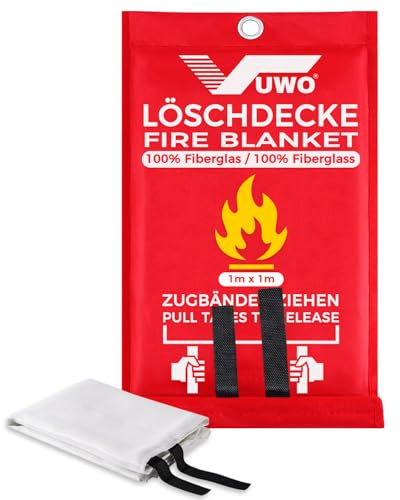 vuwo Coperte antincendio antinfortunistica - 1 Pezzi Coperta Ignifugadi in vetroresina con Manici per emergenza di sopravvivenza protezione ignifuga e isolamento termico per cucina casa (1m x 1m)