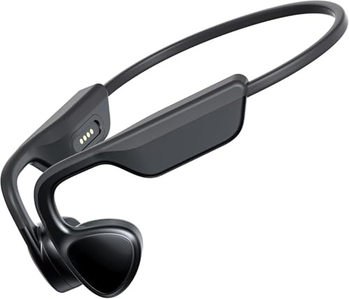 Bone Conduction Headphones,Open Ear Headphones Bluetooth 5.3 with Mic,Bone Conduction Earbuds 12Hrs Playtime,IPX7 Sweatproof Waterproof Earphones for Rufor Running, Walking, Cycling (Glossy Black)