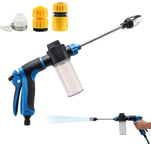 Spruzzatore a schiuma per lavaggio auto, ugello regolabile, cannone telescopico ad alta pressione multi-porta per sapone per tubo da giardino, per camion, camper, moto, barche, pneumatici, vialetti