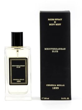 CERERÍA MOLLA 1899 | Room Spray & Body Mist Mediterranean Blue | Para Perfumar tu Piel y Hogar | Frasco de Cristal con Difusor en Spray | 100 ml