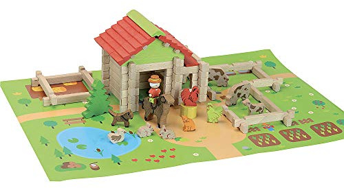 Jeujura-8232-MA första liten gård i BOIS-80 stycken träbyggsats, 8232